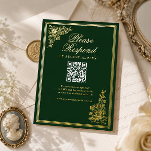 Tarjeta de respuesta de boda Regencia de esmeralda