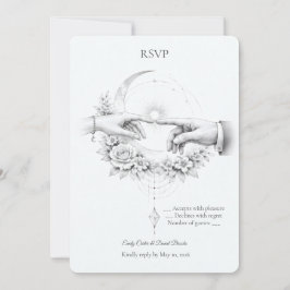 Tarjeta de respuesta de boda romántica con diseño