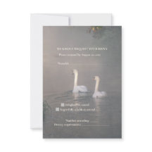 Tarjeta de respuesta de boda romántica de cisne br
