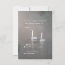 Tarjeta de respuesta de boda romántica de cisne br