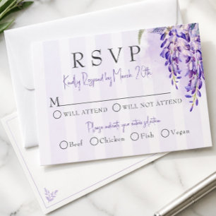 Tarjeta de respuesta de boda romántica de glicina