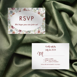 Tarjeta de respuesta de boda romántica floral vint