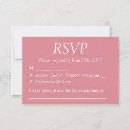 Tarjeta de respuesta de boda rosa elegante
