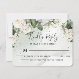 Tarjeta de respuesta de boda Rosa elegante Verde S
