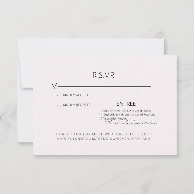 Tarjeta de respuesta de boda rosa pálido (Anverso)