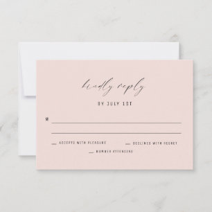 Tarjeta de respuesta de Boda rosa suave elegante c