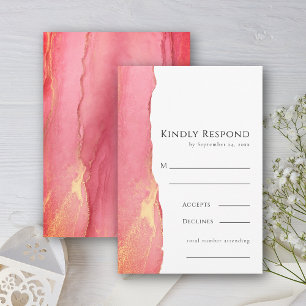 Tarjeta de respuesta de boda RSVP de arte rosa bri
