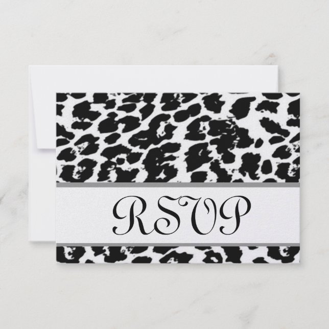 Tarjeta de respuesta de Boda RSVP de Leopardo Blan (Anverso)