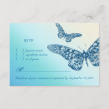 Tarjeta de respuesta de Boda RSVP de mariposa Azul