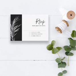Tarjeta de respuesta de boda RSVP de plata en blan