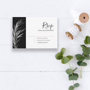 Tarjeta de respuesta de boda RSVP de plata en blan