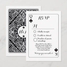 Tarjeta de respuesta de boda RSVP K Q As de espada
