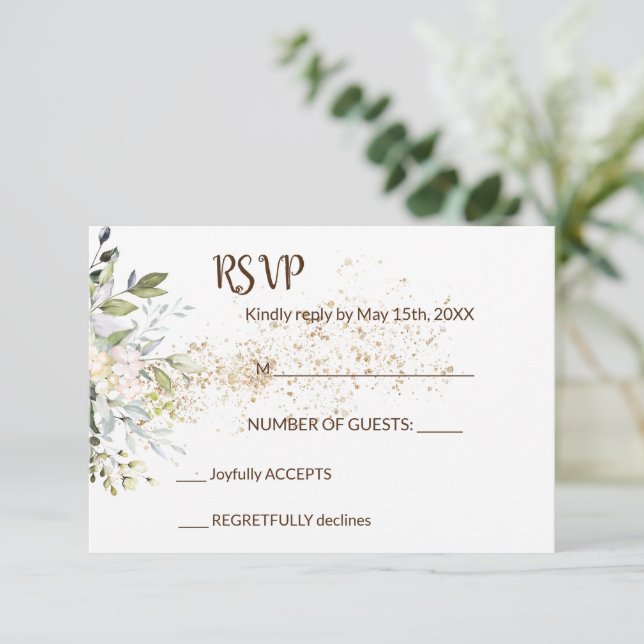 Tarjeta de respuesta de Boda RSVP para vegetación  (Anverso de pie)