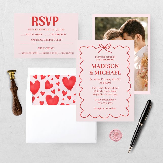 Tarjeta de respuesta de boda RSVP Retro San Valent (Subido por el creador)