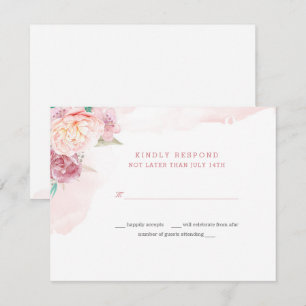 Tarjeta de respuesta de boda   Rubor y flores