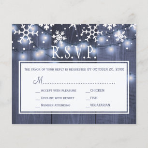 Tarjeta de respuesta de boda rústica de invierno c
