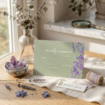 Tarjeta de respuesta de boda rústica de salvia lav
