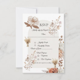 Tarjeta de respuesta de boda rústica neutral