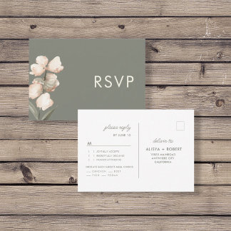 Tarjeta de respuesta de Boda Sage Green Minimalist
