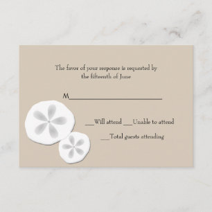Tarjeta de respuesta de Boda Sand Dollars