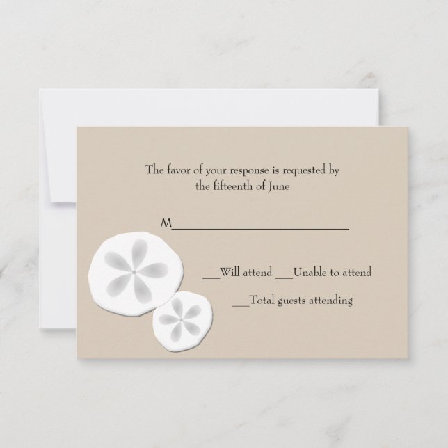 Tarjeta de respuesta de Boda Sand Dollars (Anverso)