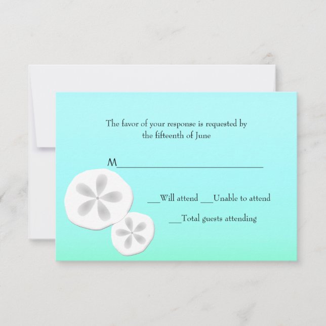 Tarjeta de respuesta de Boda Sand Dollars (Anverso)