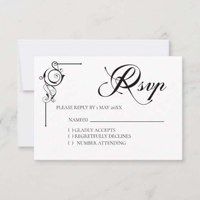 Tarjeta de respuesta de boda simple (Anverso)