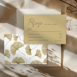 Tarjeta de respuesta de boda Simple Gold Yellow Ho
