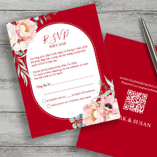 Tarjeta de respuesta de boda Song Hy Peonía vietna