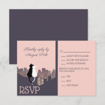 Tarjeta de respuesta de boda temática de gato