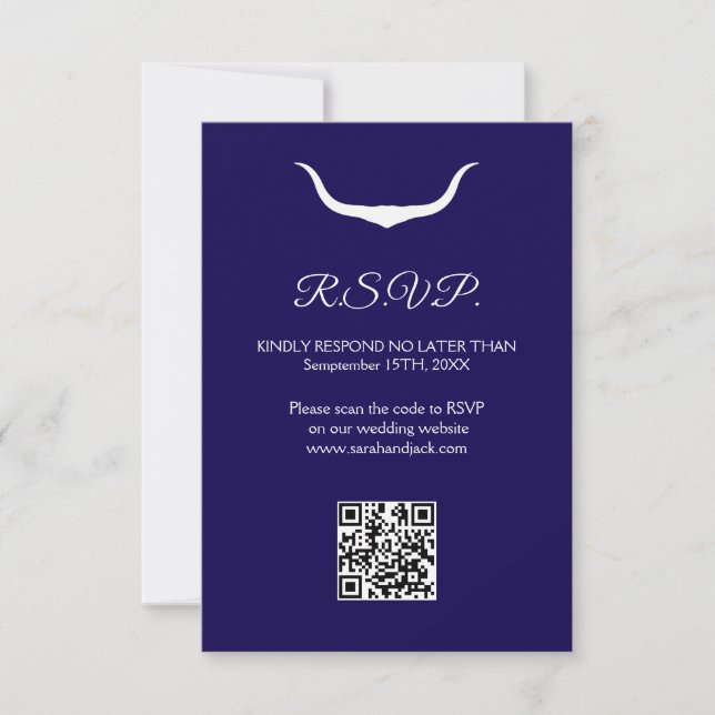 tarjeta de respuesta de boda Texas Longhorn (Anverso)