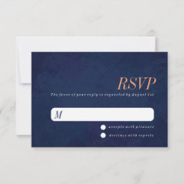Tarjeta de respuesta de boda, textura azul marino