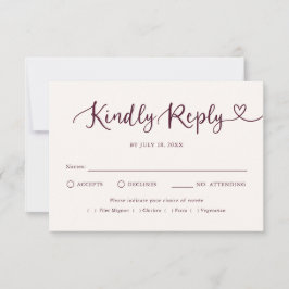 Tarjeta de respuesta de boda tradicional con letra