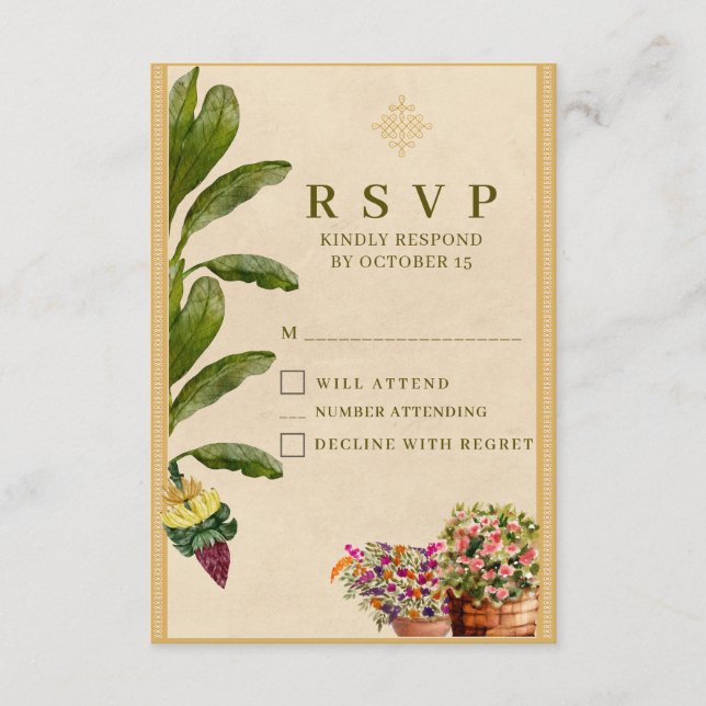 Tarjeta de respuesta de boda tradicional formal |  (Anverso)