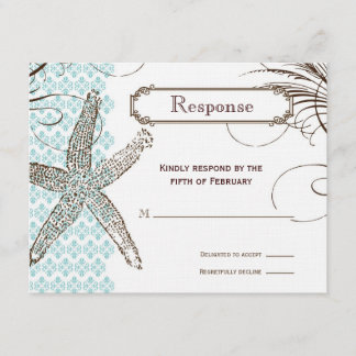 Tarjeta de respuesta de Boda tropical de Damasco A