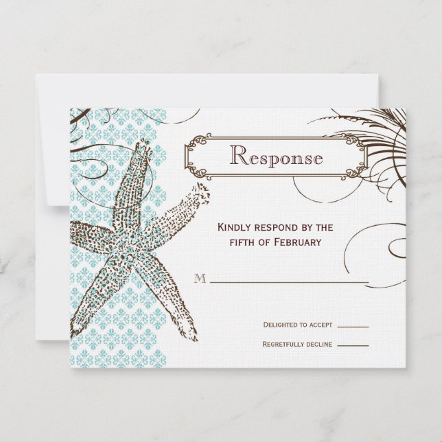 Tarjeta de respuesta de Boda tropical de Damasco A (Anverso)