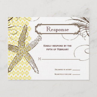 Tarjeta de respuesta de Boda tropical de Damasco A