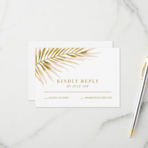 Tarjeta de respuesta de boda Tropical Gold Palm