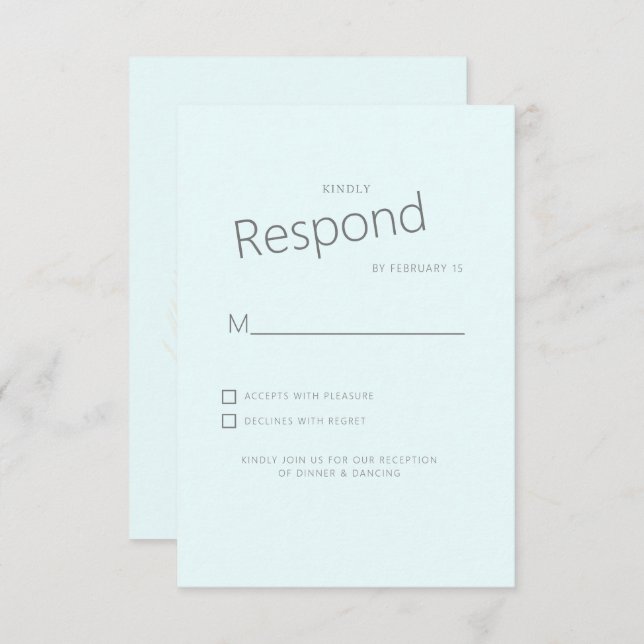 Tarjeta de respuesta de boda Tropical Palm Ice Blu (Anverso / Reverso)