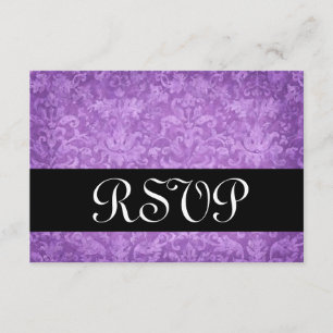 Tarjeta de respuesta de Boda V RSVP de Purple Broc