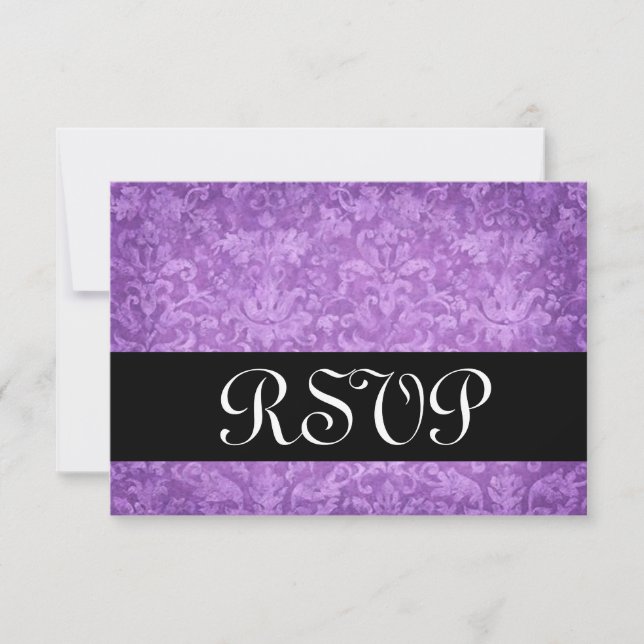 Tarjeta de respuesta de Boda V RSVP de Purple Broc (Anverso)