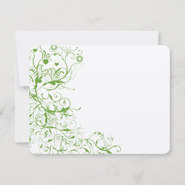 Tarjeta de respuesta de Boda verde Apple Birds & S (Anverso)