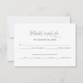 Tarjeta de respuesta de boda verde bosque elegante