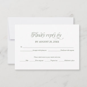 Tarjeta de respuesta de boda verde bosque elegante