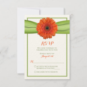 Tarjeta de respuesta de boda verde con margarita g