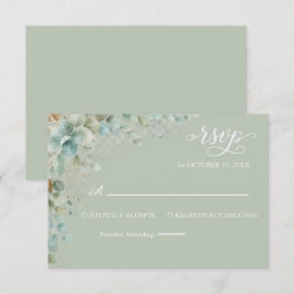 Tarjeta de respuesta de boda verde de eucalipto y