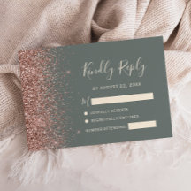 Tarjeta de respuesta de boda verde grisáceo profun