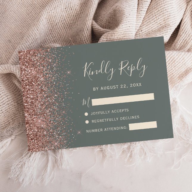 Tarjeta de respuesta de boda verde grisáceo profun (Subido por el creador)