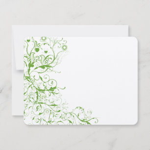 Tarjeta de respuesta de boda verde manzana pájaros