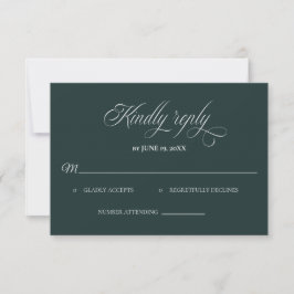 Tarjeta de respuesta de boda verde oscuro